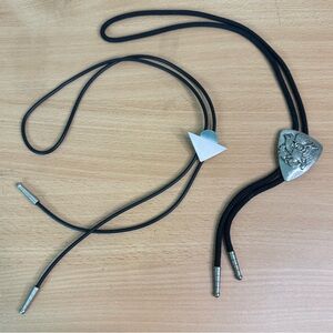 Two Silver and Black Bolo Ties